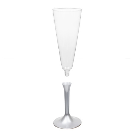 Copa Plástico Cava Pie Gris 160ml 2P (20 Uds)