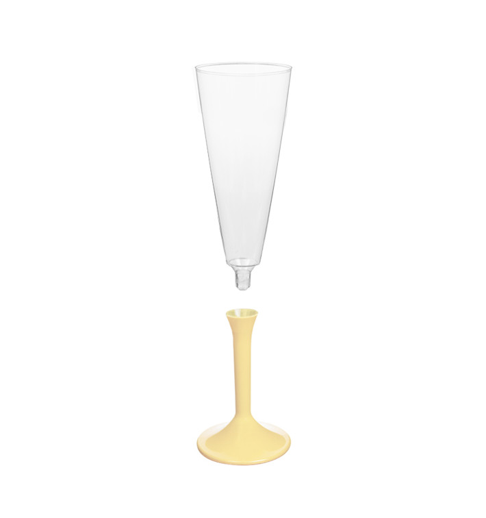 Copa de Plastico Cava con Pie Crema 160ml (20 Uds)