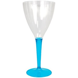 Copa de Plastico Vino Pie Turquesa 130ml (6 Uds)
