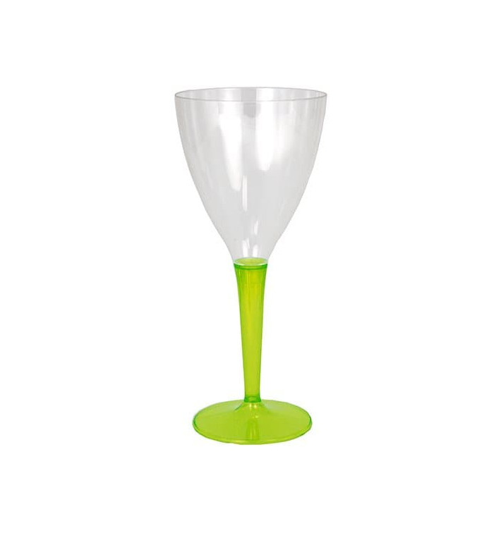 Copa de Plastico Vino Pie Verde 130ml (6 Uds)