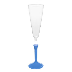 Copa de Plastico Cava con Pie Azul Transp. 160ml (20 Uds)