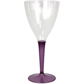 Copa de Plastico Vino Pie Berenjena 130ml (6 Uds)