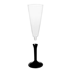 Copa de Plastico Cava con Pie Negro 160ml (200 Uds)