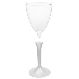 Copa de Plastico Vino con Pie Blanco Perlado 180ml (200 Uds)