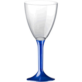 Copa de Plastico Vino con Pie Azul Perlado 180ml (20 Uds)