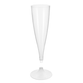 Copa de Plastico Cava con Pie Blanco 140ml (20 Uds)