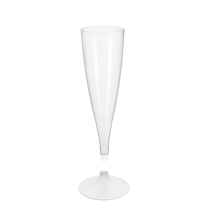 Copa de Plastico Cava con Pie Blanco 140ml (20 Uds)
