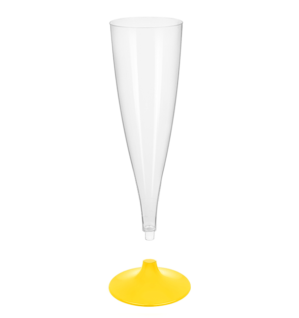 Copa de Plastico Cava con Pie Amarillo 140ml (20 Uds)