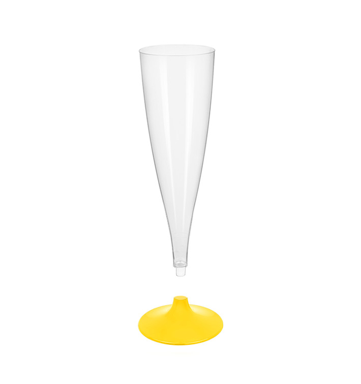 Copa de Plastico Cava con Pie Amarillo 140ml (20 Uds) Copa de Plastico Cava con Pie Amarillo 140ml (20 Uds)