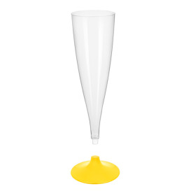 Copa de Plastico Cava con Pie Amarillo 140ml (200 Uds)