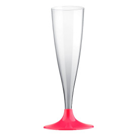 Copa de Plastico Cava con Pie Fucsia 140ml (20 Uds)