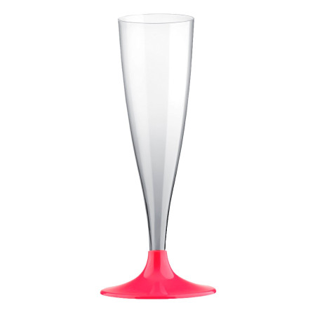 Copa Plástico Cava Pie Fucsia 140ml 2P (20 Uds)