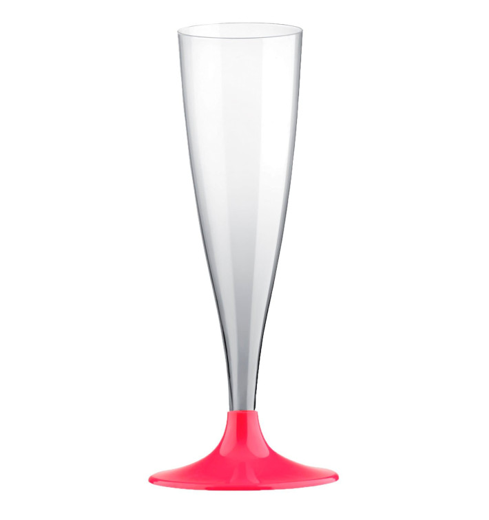 Copa de Plastico Cava con Pie Fucsia 140ml (200 Uds)