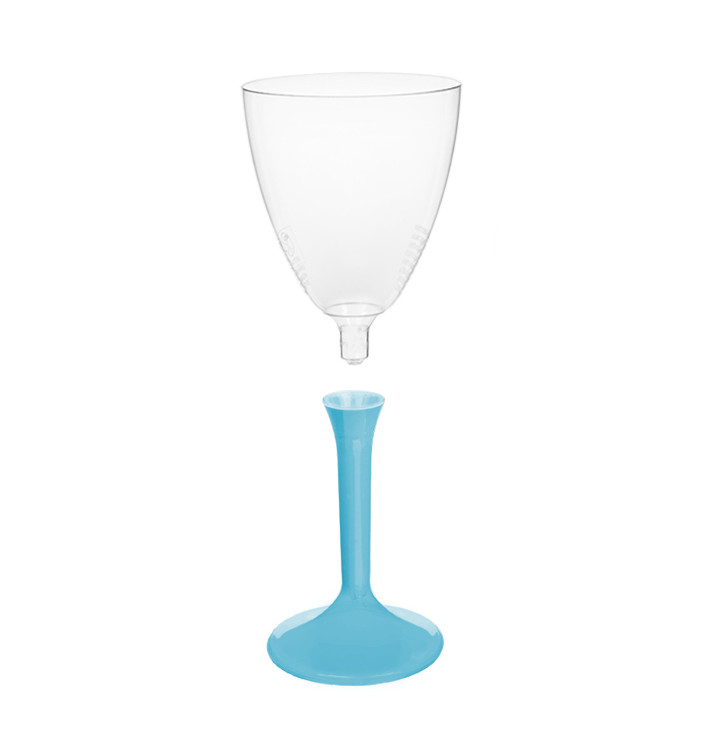 Copa de Plastico Vino con Pie Turquesa 180ml (20 Uds) Copa de Plastico Vino con Pie Turquesa 180ml (20 Uds)
