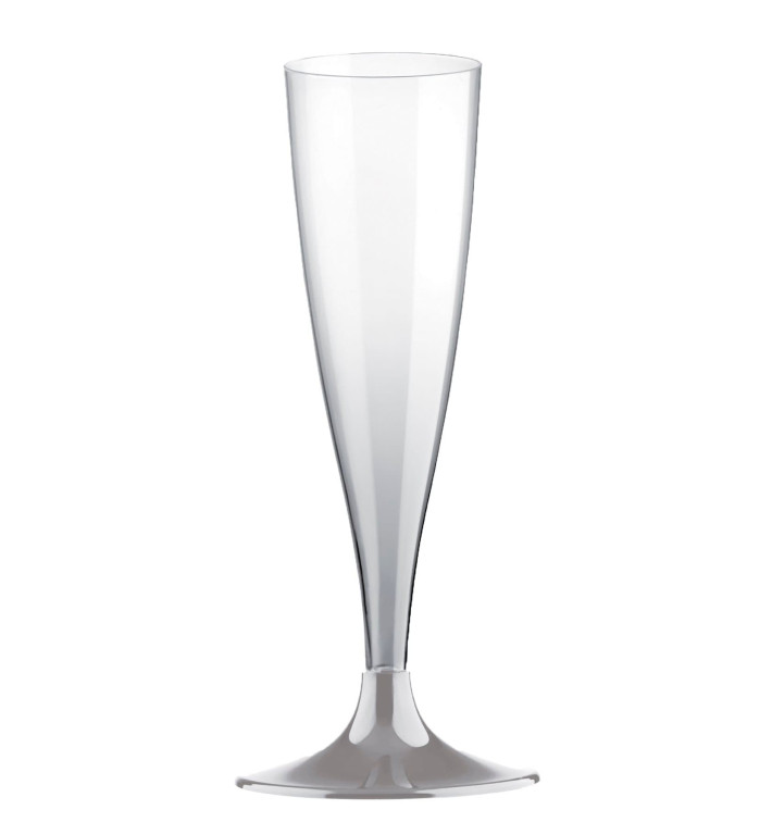 Copa de Plastico Cava con Pie Gris 140ml (20 Uds) Copa de Plastico Cava con Pie Gris 140ml (20 Uds)