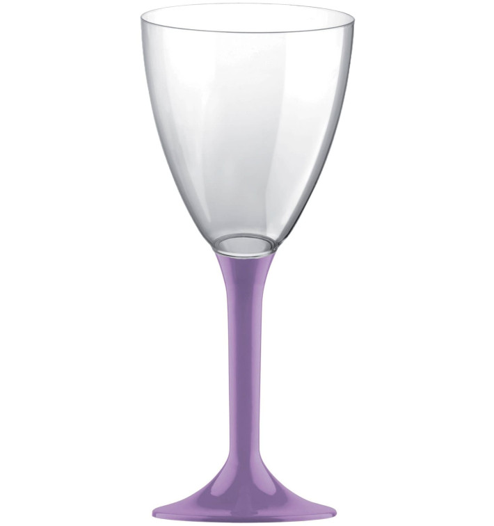 Copa de Plastico Vino con Pie Lila 180ml (20 Uds)