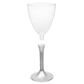 Copa de Plastico Vino con Pie Gris 180ml (200 Uds)
