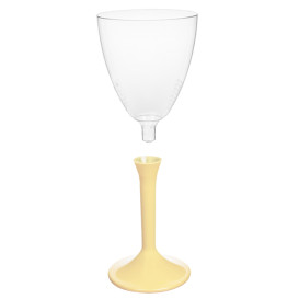 Copa de Plastico Vino con Pie Crema 180ml (20 Uds)