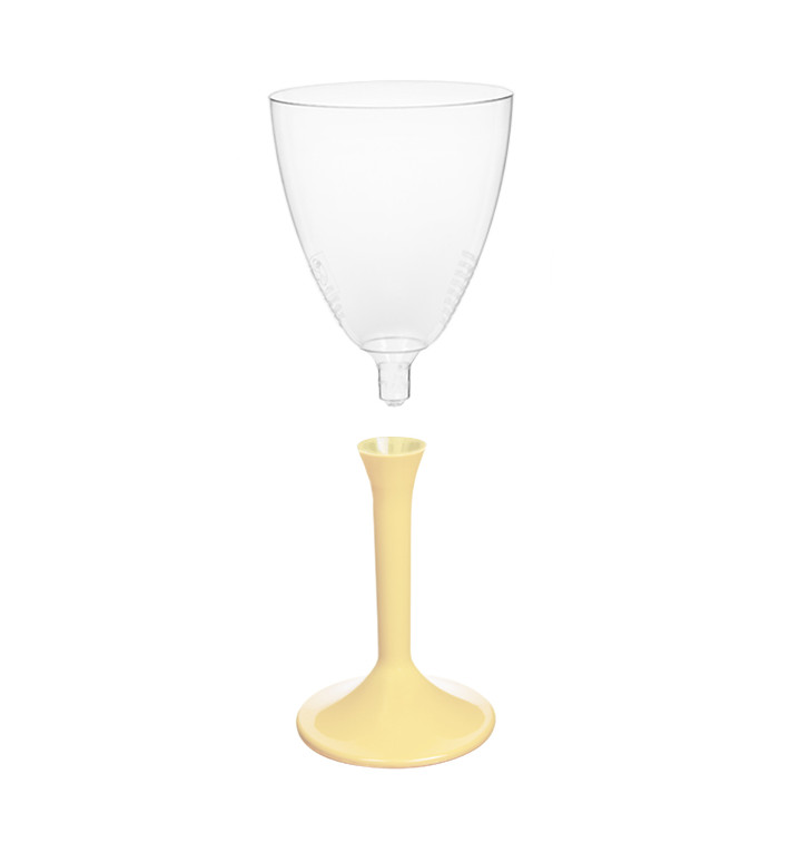 Copa de Plastico Vino con Pie Crema 180ml (20 Uds) Copa de Plastico Vino con Pie Crema 180ml (20 Uds)