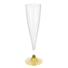 Copa de Plastico Cava con Pie Oro 140ml (20 Uds)