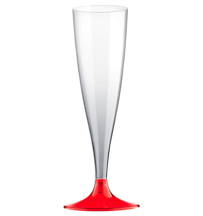 Copa de Plastico Cava con Pie Rojo Transp. 140ml (20 Uds) Copa de Plastico Cava con Pie Rojo Transp. 140ml (20 Uds)