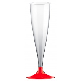 Copa de Plastico Cava con Pie Rojo Transp. 140ml (200 Uds)