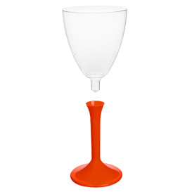 Copa de Plastico Vino con Pie Rojo 180ml (20 Uds)