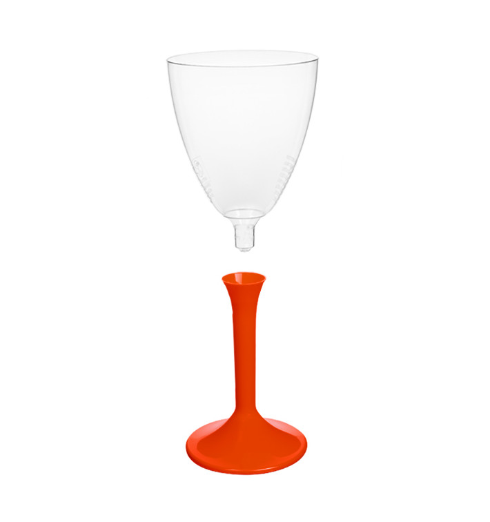 Copa de Plastico Vino con Pie Rojo 180ml (200 Uds) Copa de Plastico Vino con Pie Rojo 180ml (200 Uds)