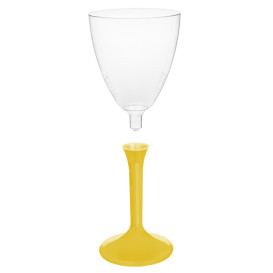 Copa de Plastico Vino con Pie Amarillo 180ml (20 Uds)