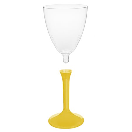 Copa Plástico Vino Pie Amarillo 180ml 2P (20 Uds)