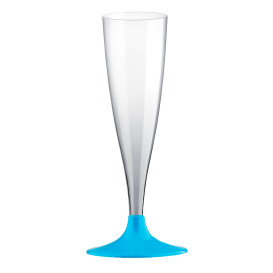 Copa de Plastico Cava con Pie Turquesa 140ml (20 Uds)