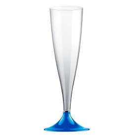 Copa de Plastico Cava con Pie Azul Mediterraneo140ml (20 Uds)