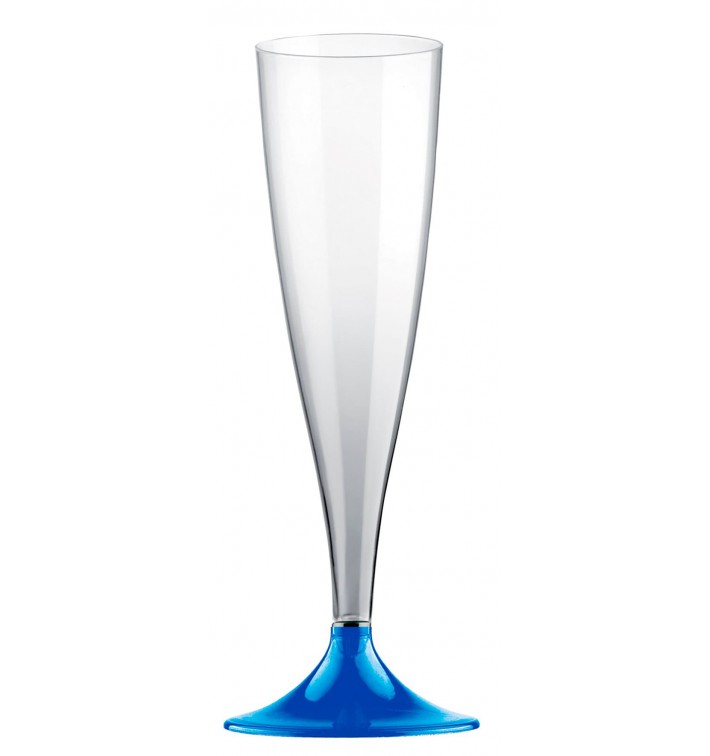 Copa de Plastico Cava con Pie Azul Mediterraneo140ml (20 Uds)