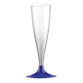 Copa de Plastico Cava con Pie Azul Transp. 140ml (200 Uds)