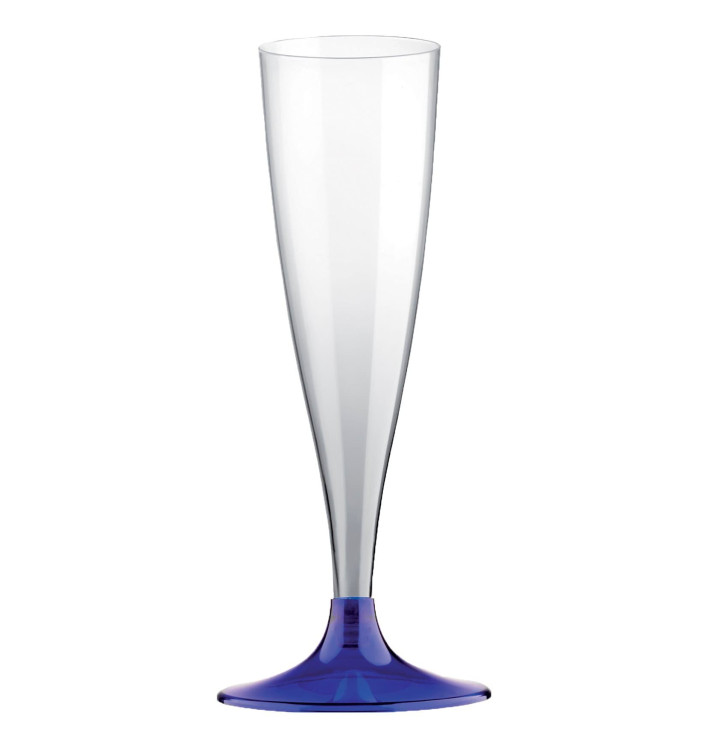 Copa de Plastico Cava con Pie Azul 140ml (20 Uds)