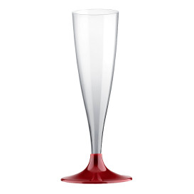 Copa de Plastico Cava con Pie Burdeos 140ml (20 Uds)