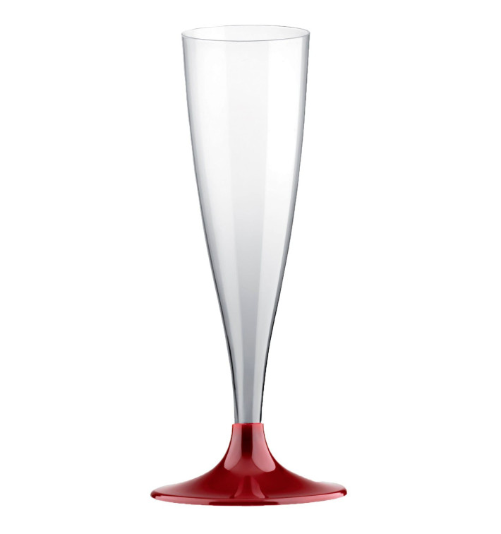 Copa de Plastico Cava con Pie Burdeos 140ml (200 Uds)