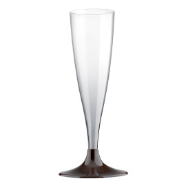 Copa de Plastico Cava con Pie Marron 140ml (20 Uds)