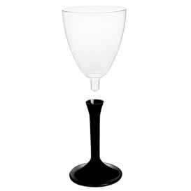 Copa de Plastico Vino con Pie Negro 180ml (20 Uds)