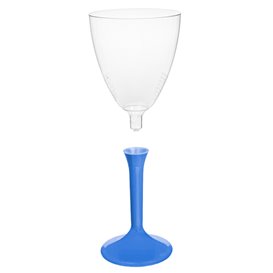 Copa de Plastico Vino con Pie Azul Mediterraneo 180ml (20 Uds)