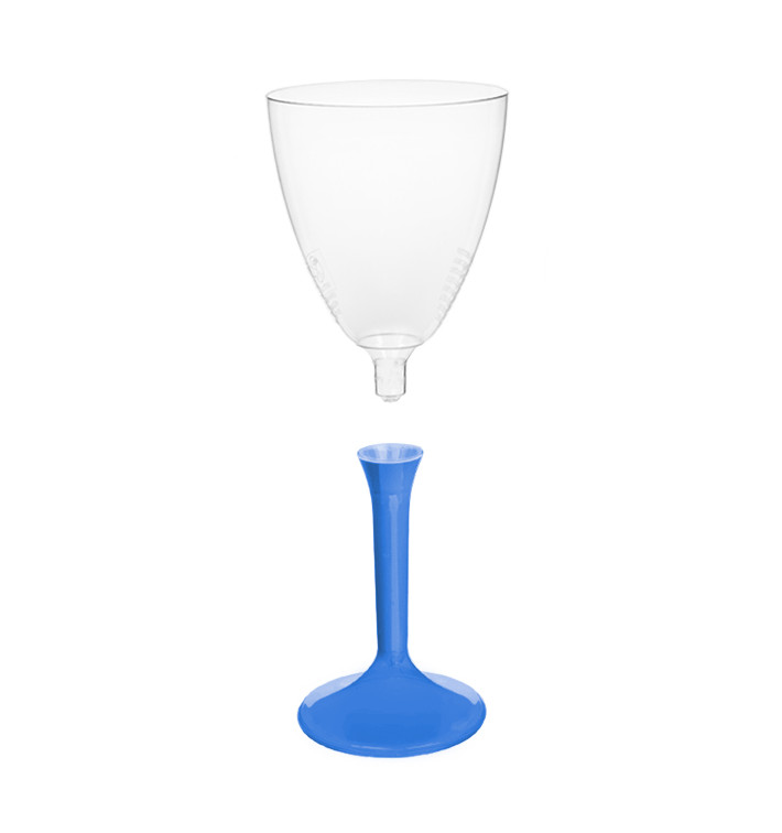 Copa de Plastico Vino con Pie Azul Mediterraneo 180ml (20 Uds) Copa de Plastico Vino con Pie Azul Mediterraneo 180ml (20 Uds)