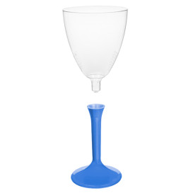 Copa de Plastico Vino con Pie Azul Mediterraneo 180ml (200 Uds)