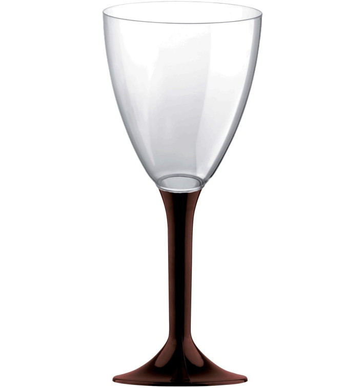 Copa de Plastico Vino con Pie Marron 180ml (20 Uds) Copa de Plastico Vino con Pie Marron 180ml (20 Uds)