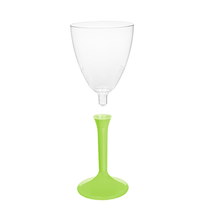 Copa de Plastico Vino con Pie Verde Lima 180ml (20 Uds) Copa de Plastico Vino con Pie Verde Lima 180ml (20 Uds)