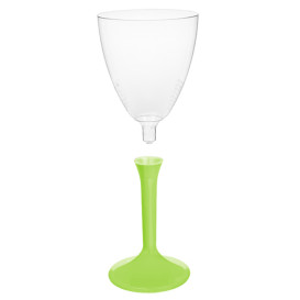 Copa de Plastico Vino con Pie Verde Lima 180ml (200 Uds)