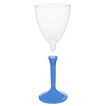 Copa Plástico Vino Pie Azul Transp. 180ml 2P (20 Uds)