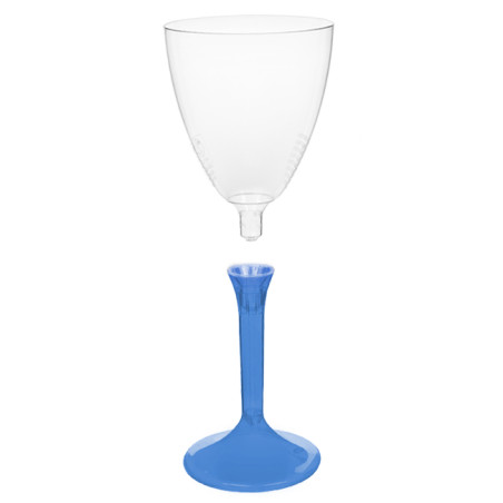 Copa Plástico Vino Pie Azul Transp. 180ml 2P (200 Uds)