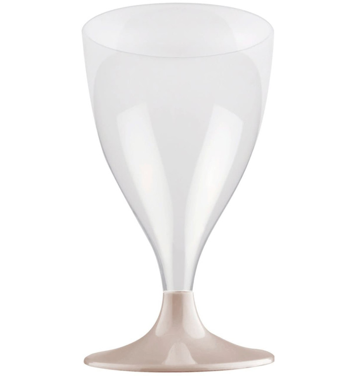 Copa de Plastico Vino con Pie Beige 200ml (20 Uds)