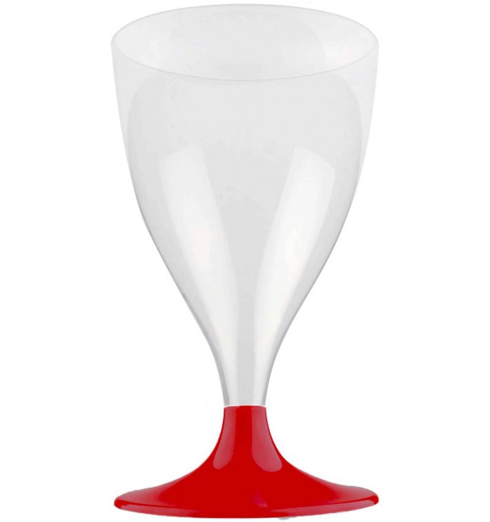 Copa de Plastico Vino con Pie Burdeos 200ml (200 Uds)