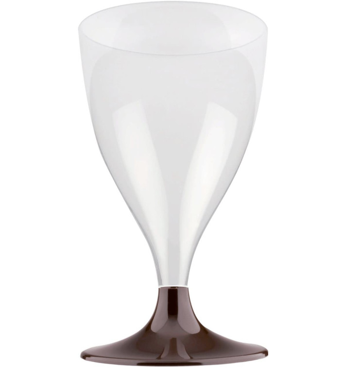 Copa de Plastico Vino con Pie Marron 200ml (20 Uds)